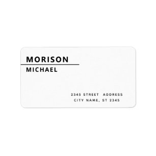 Modern simple minimalist black white label