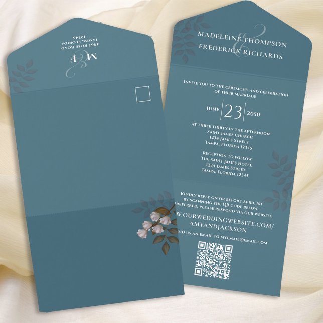 Modern Simple Minimalist Blue | QR Code RSVP All In One Invitation (Creator Uploaded)