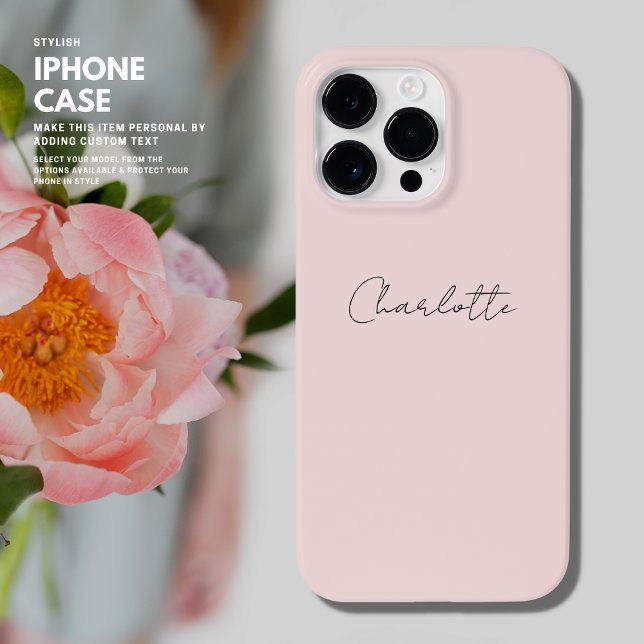 Modern Simple Minimalist Blush Script Personalised Case-Mate iPhone Case (Creator Uploaded)