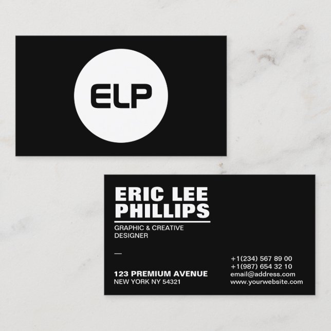 Modern Simple Minimalist Bold Black Professional Business Card (Front/Back)