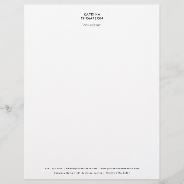 Modern Simple Minimalist Business Corporate Custom Letterhead (Front)