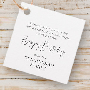 Modern Simple Minimalist Chic Happy Birthday Favour Tags