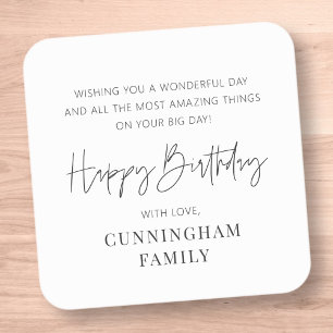 Modern Simple Minimalist Chic Happy Birthday Square Sticker