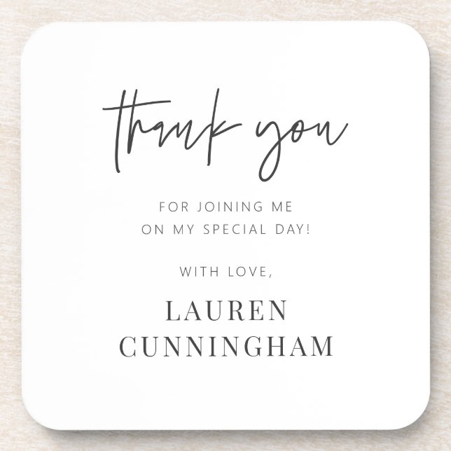 Modern Simple Minimalist Chic Thank You Coaster (Front)