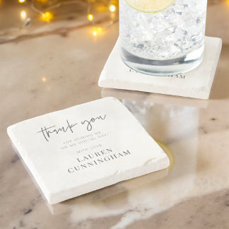 Modern Simple Minimalist Chic Thank You Stone Coaster