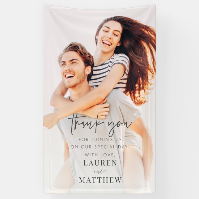 Modern Simple Minimalist Chic Wedding Thank You Banner (Vertical)