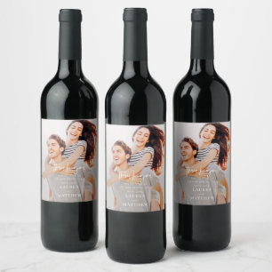 Modern Simple Minimalist Chic Wedding Thank You Wine Label