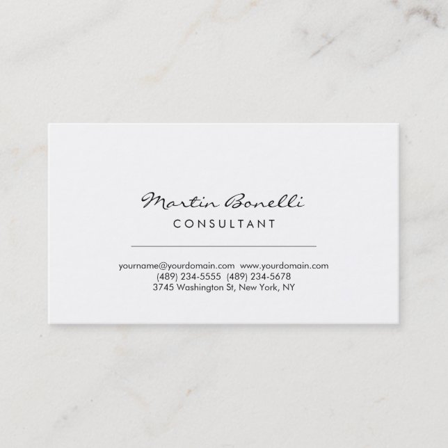 Modern Simple Minimalist Consultant Business Card (Front)