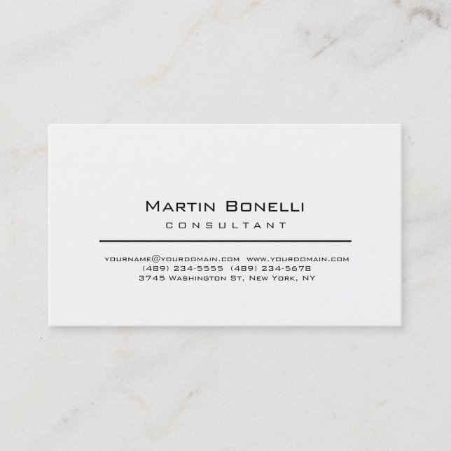 Modern Simple Minimalist Consultant Business Card (Front)