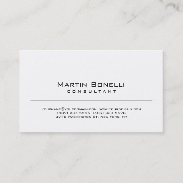 Modern Simple Minimalist Consultant Business Card (Front)