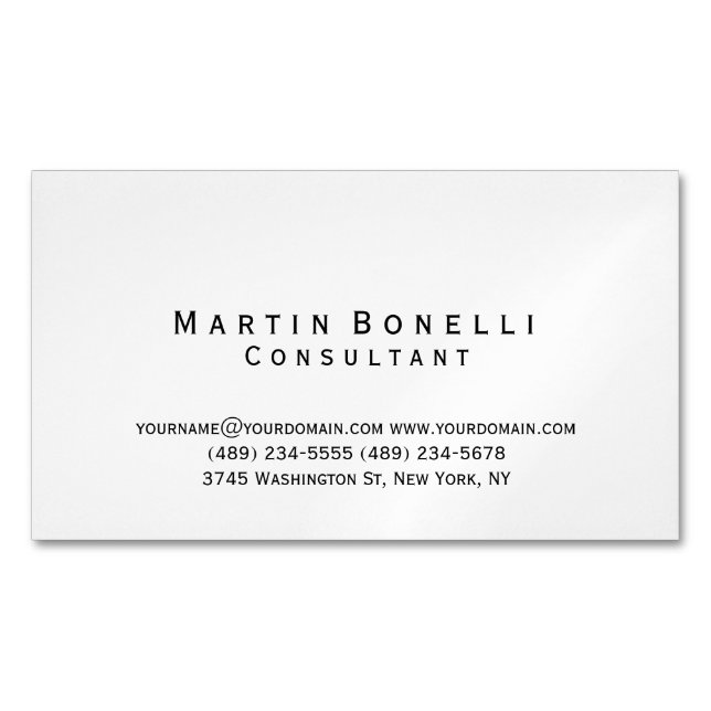 Modern Simple Minimalist Consultant Magnetic Business Card (Front)