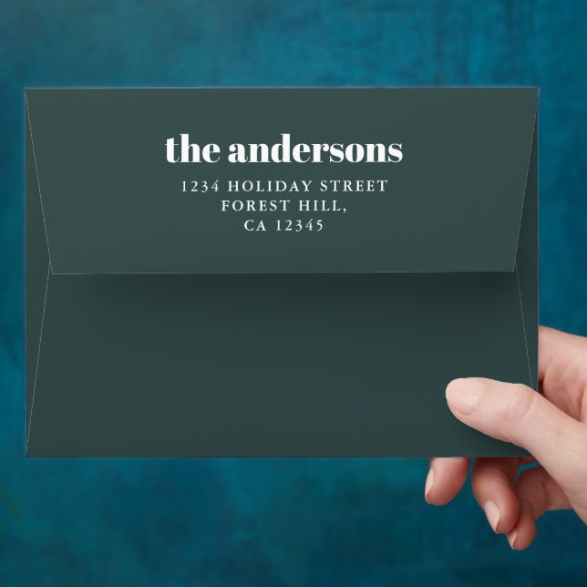 Modern Simple Minimalist Dark Green Christmas Envelope (Hand)