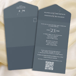 Modern Simple Minimalist Dusty Grey QR Code RSVP All In One Invitation