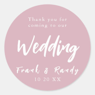 Modern Simple Minimalist Dusty Rose Pink Wedding Classic Round Sticker