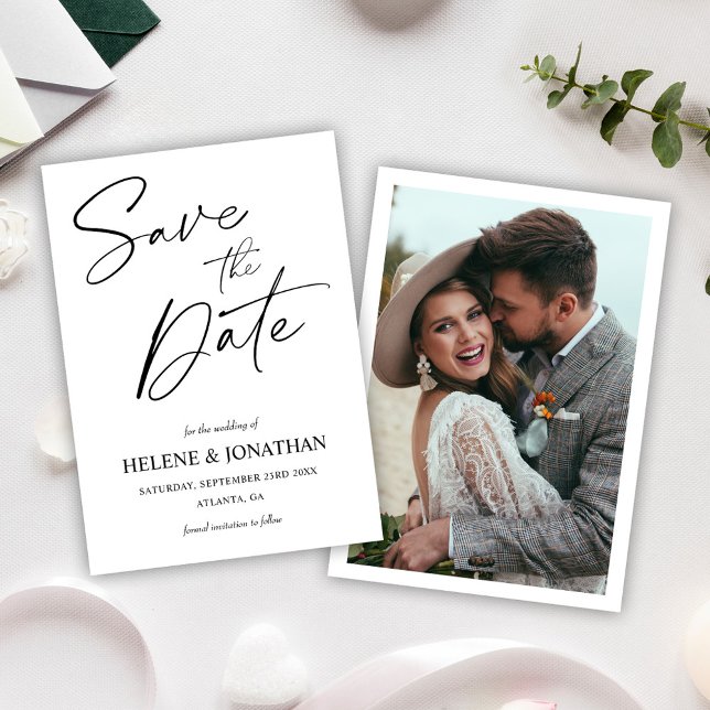 Modern Simple Minimalist Elegant Photo Save The Date (Modern Simple Minimalist Elegant Photo Save The Date)