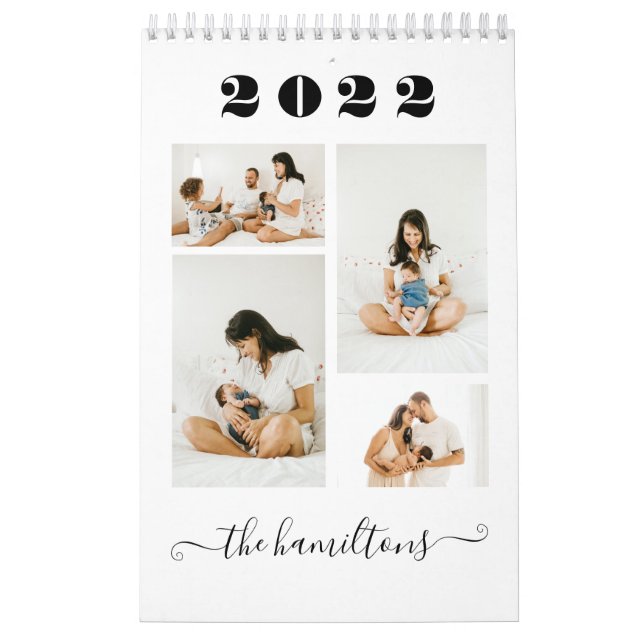 Modern Simple Minimalist Family Photo New Year Calendar (Cover)