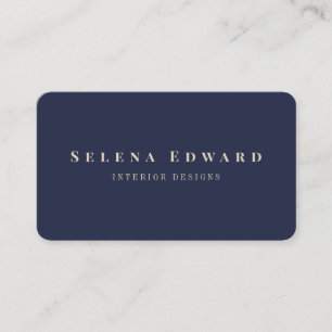 Modern Simple Minimalist Gold Navy Blue Business Card