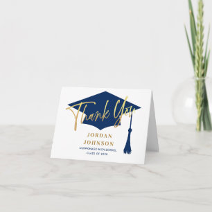 Modern Simple Minimalist Golden Graduation Thank You Card