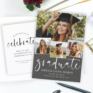 Modern Simple Minimalist Graduation Invitation Postcard