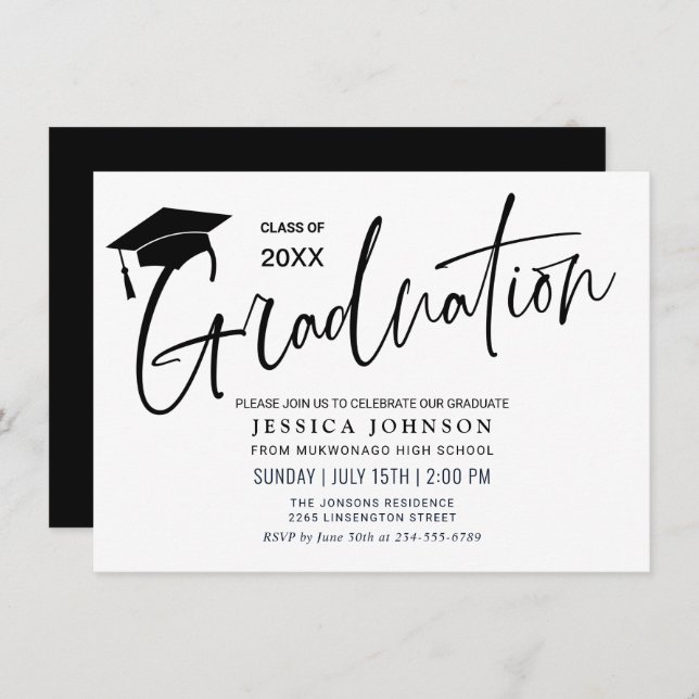 Modern Simple Minimalist Graduation Party Invitation (Front/Back)