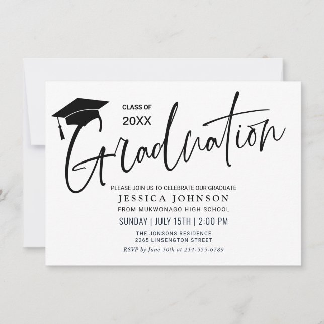 Modern Simple Minimalist Graduation Party Invitation (Front)