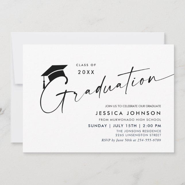 Modern Simple Minimalist Graduation Party Invitation (Front)