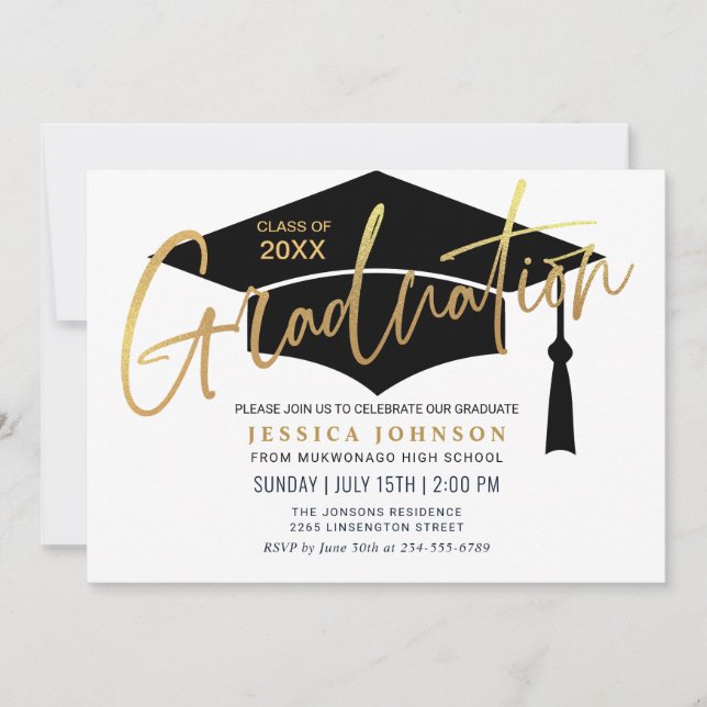 Modern Simple Minimalist Graduation Party Invitation (Front)