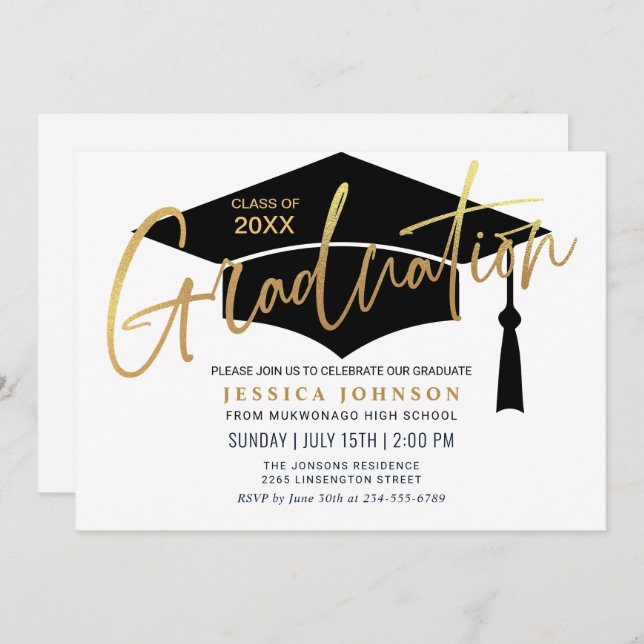 Modern Simple Minimalist Graduation Party Invitation (Front/Back)