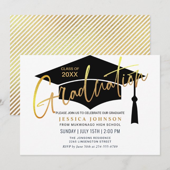 Modern Simple Minimalist Graduation Party Invitation (Front/Back)