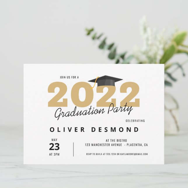 Modern Simple Minimalist Graduation Party Invitation (Standing Front)