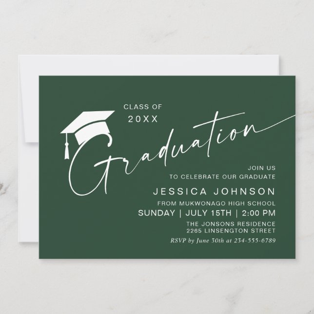 Modern Simple Minimalist Graduation Party Invitation (Front)