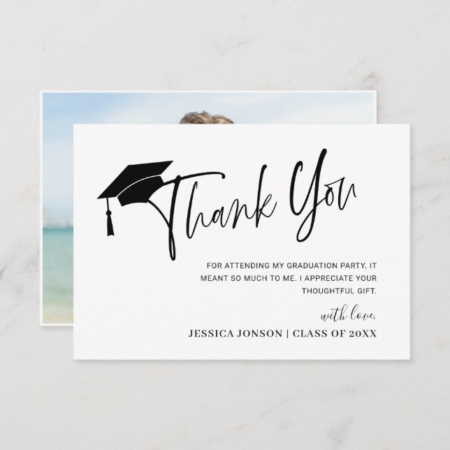 Modern Simple Minimalist Graduation Photo Invitation (Front/Back)