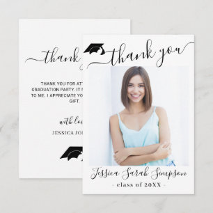 Modern Simple Minimalist Graduation PHOTO  Thank You Card