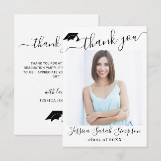 Modern Simple Minimalist Graduation PHOTO Thank You Card
