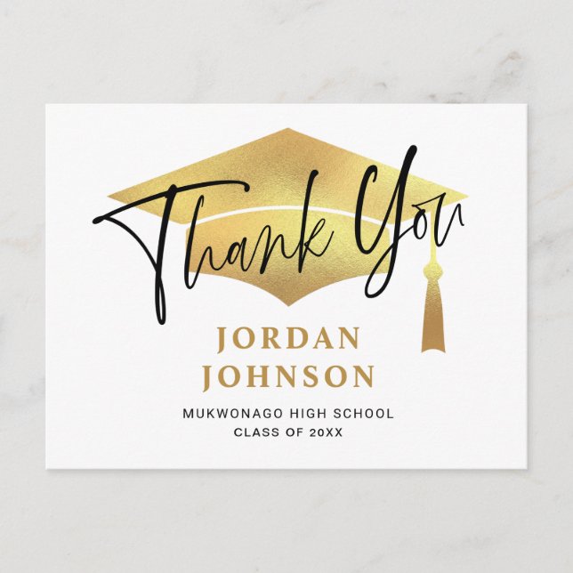 Modern Simple Minimalist Graduation Thank You Announcement Postcard (Front)