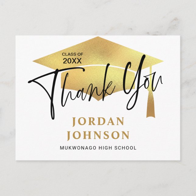 Modern Simple Minimalist Graduation Thank You  Pos Postcard (Front)