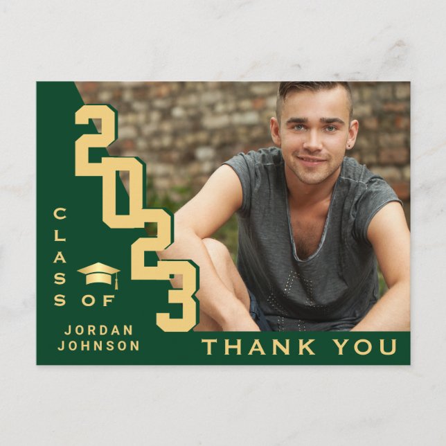 Modern Simple Minimalist Graduation Thank You Postcard (Front)