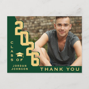 Modern Simple Minimalist Graduation Thank You Postcard