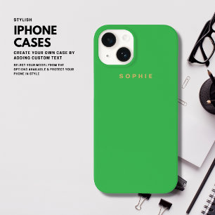 Modern Simple Minimalist Green and Gold Monogram Case-Mate iPhone 14 Case