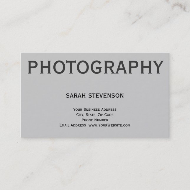 Modern Simple Minimalist Grey Business Card (Front)