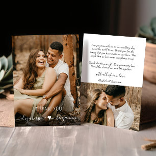 Modern Simple Minimalist Heart with Photo Wedding Thank You Card