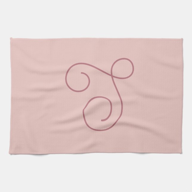 Modern Simple Minimalist Initial Monogrammed Tea Towel (Horizontal)
