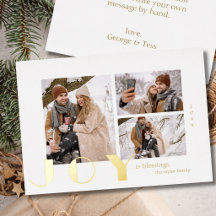 modern simple minimalist Joy Christmas photo gold