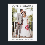 Modern Simple Minimalist Love Thanks Photo Wedding Postcard<br><div class="desc">Modern Minimalist Simple Best Day Ever Wedding Bride and Groom Photo Thank You Postcard</div>