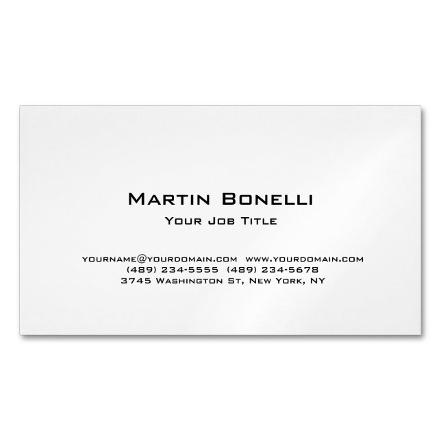 Modern Simple Minimalist  Magnetic Business Card (Front)