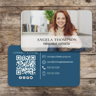 Modern Simple Minimalist Photo Connect QR Code Business Card