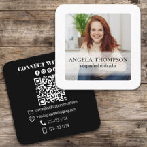 Modern Simple Minimalist Photo Connect QR Code
