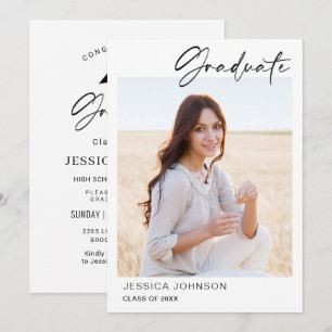 Modern Simple Minimalist PHOTO Graduation Party Invitation