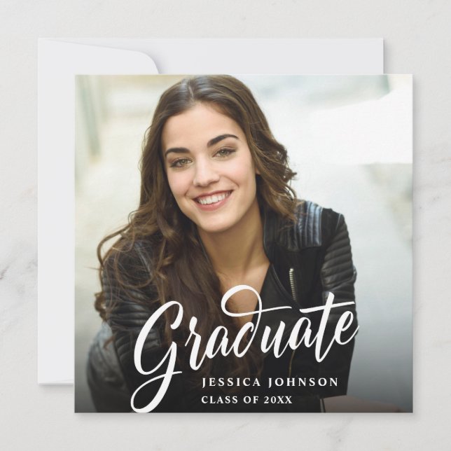 Modern Simple Minimalist PHOTO Graduation Party Invitation (Front)