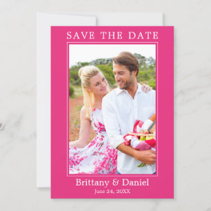 Modern Simple Minimalist Photo Hot Pink Save The Date